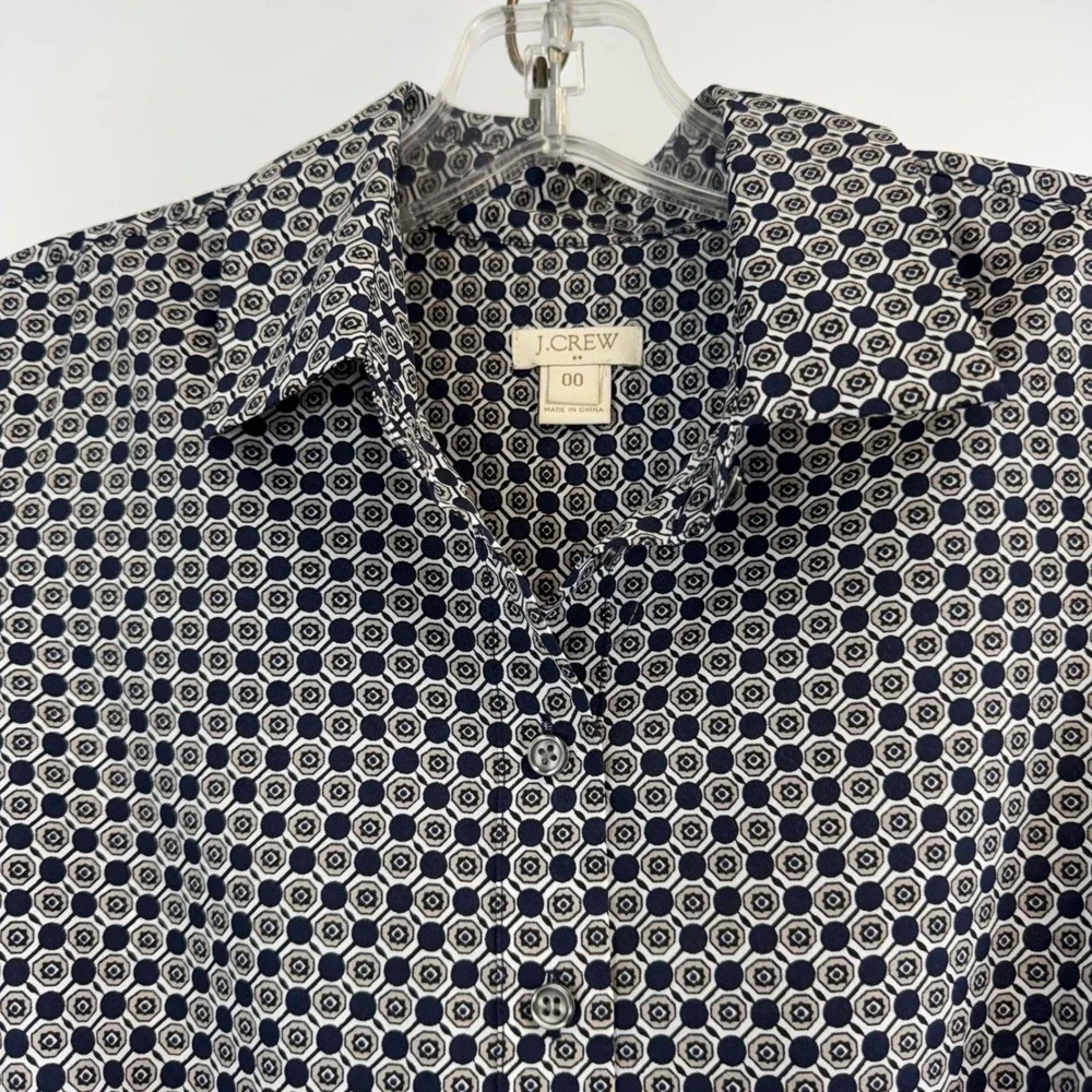 J.Crew Dress Women's 00 Navy Geometric Shirt Dress Sheath‎ Mini